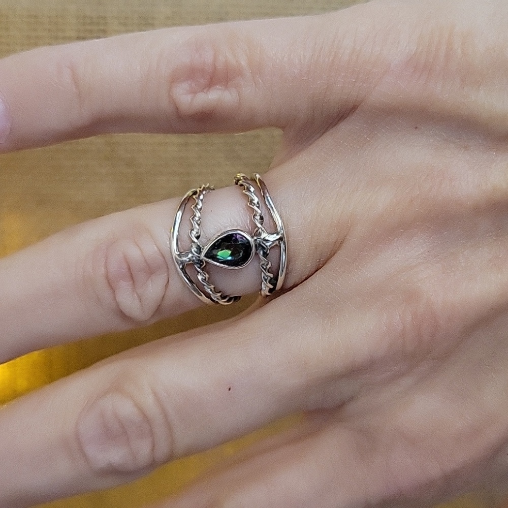 MYSTIC TOPAZ TWISTED STERLING RING - Picture 6 of 10